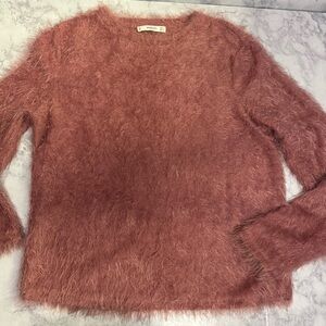 Mango Pink Fuzzy Crew Neck Sweater